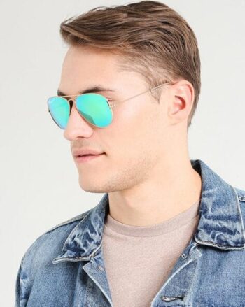 UV Protected Gold Green Reflector Aviator Sunglasses for Men