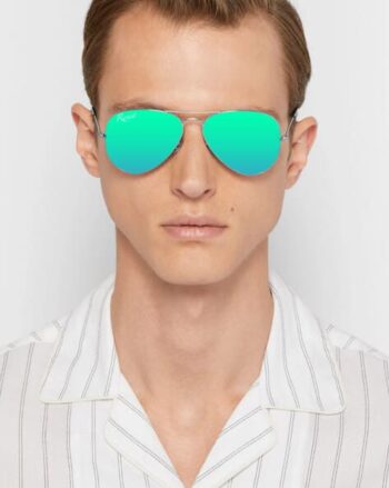 UV Protected Silver Green Reflector Aviator Sunglasses for Men and Women