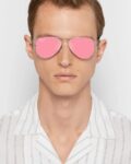 UV Protected Silver Pink Reflector Aviator Sunglasses for Men and Women