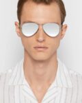 UV Protected Silver Silver Reflector Aviator Sunglasses for Men and Women