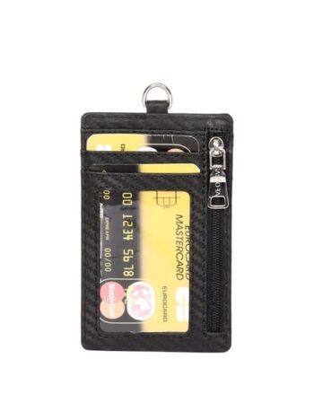 Men Embossed Logo Card Holder with Detachable Strap
