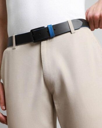 Men Leather Belt with Pin-Buckle Closure