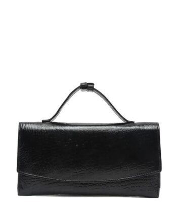 Croc-Pattern Bi-Fold Wallet with Snap-Button Closure