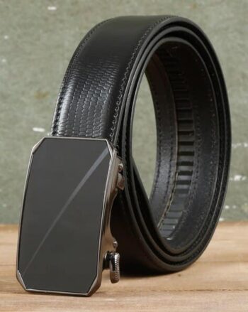 Men Croc-Embossed Belt with Auto-Lock Buckle