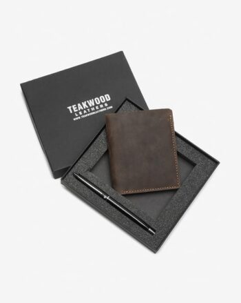Leather Bi-Fold Wallet & Pen Gift Set