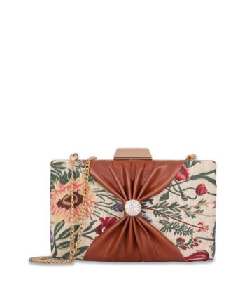 Women Floral Print Clutch with Chain Strap