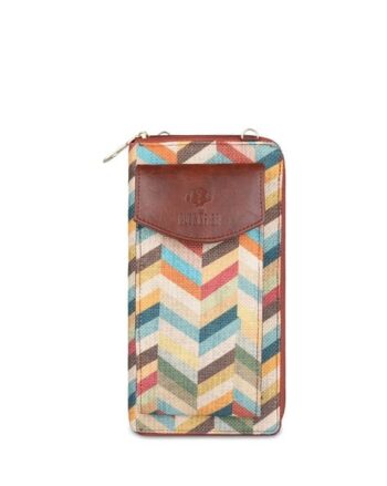 Women Geometric Print Travel Wallet with Detachable Strap