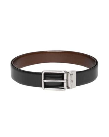 Reversible Leather Belt with Pin-Buckle Closure