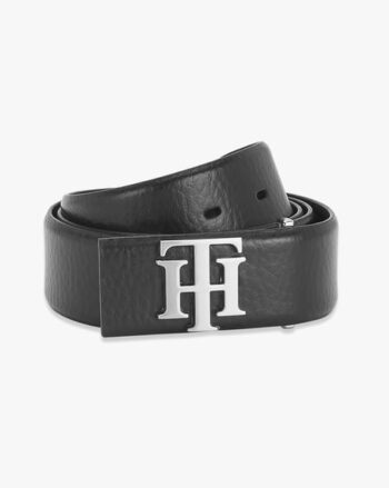 Leather Belt with Logo Buckle