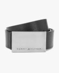 Textured Leather Belt with Buckle Closure