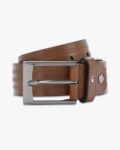 Striped Leather Pin-Buckle Belt