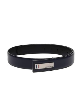 Belt with Logo Embossed Buckle
