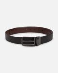 Men Leather Reversible Belt with Buckle Closure