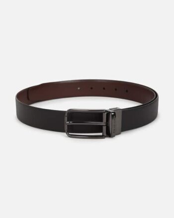 Men Leather Reversible Belt with Buckle Closure
