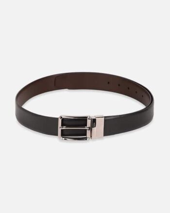 Men Classic Textured Belt with Buckle Closure