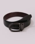 Men Leather Belt with Pin-Buckle Closure