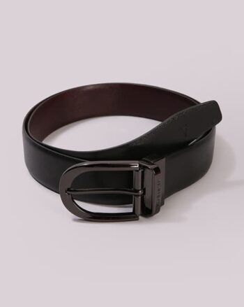 Men Leather Belt with Pin-Buckle Closure