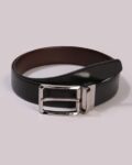 Men Leather Belt with Pin-Buckle Closure