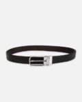 Men Leather Reversible Belt with Tang-Buckle Closure