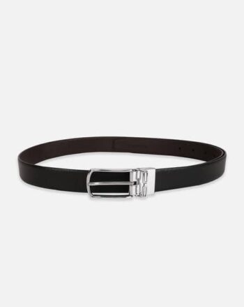Men Leather Reversible Belt with Tang-Buckle Closure