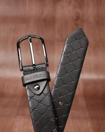 Men Logo Print Belt with Buckle Closure
