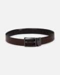 Men Leather Reversible Belt with Buckle Closure