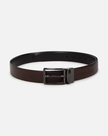 Men Leather Reversible Belt with Buckle Closure