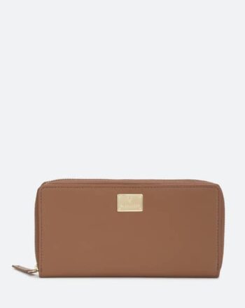 Zip-Around Wallet with Logo Accent
