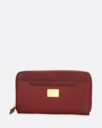 Croc-Embossed Zip-Around Wallet