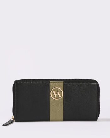 Women Zip-Around Wallet with Metal Logo