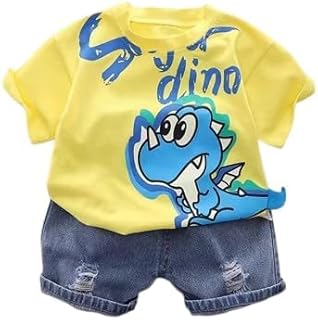 SHREE SHYAM TEXTILE Cotton Kids Dress, Printed Half Sleeves T-Shirt with Denim Shorts Set