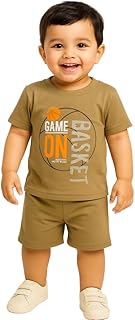 TrendInks Kids Clothes for Boys | Lightweight, Breathable Baby Boy Dress | Printed Cotton T-shirt and Shorts | Comfortable Kids Boys Dress
