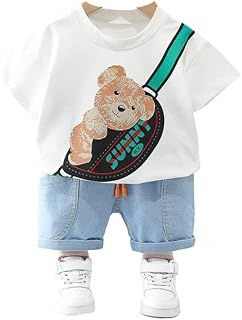 Googo Gaaga Baby Boys Cotton Printed T-Shirt with Shorts in Clothing Set