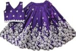 Kids Lehenga Choli for Girls Taffeta Silk Traditional Dress Ethnic Wear for Baby Girls Front Bow Readymade Embroidered Lehenga for Kids
