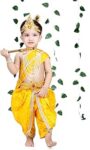 DESI ANDAAZ Krishna Dress for Kids – Fancy Dress for Boys & Girls | Bal Krishna Dress with Mukut, Flute & Accessories (Set of 10)| Janmashtami