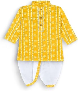 mustmom Baby Boy Dhoti Kurta Dress, Ethnic Wear for Rakhi, Janmashtami, Independence Day, Haldi, Annaprasan, 6 months to 5 Years