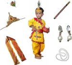 Kaku Fancy Dresses Krishna Costume for Kids | Baby Krishna Dress for Janmashtami/Kanha/Krishnaleela/Infant Krishna Fancy Dress Costume for Baby Boys/Girls