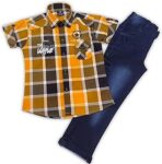 STAR MARKS Baby Boys Cotton Checks Shirt with Pant Set for Kids