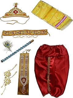 Pakhi Little Krishna Dress For Kids - Yellow and Red - Superior