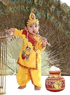 Raj Fancy Dresses Radha and Krishna Brocade Fabric Janmashtami Mythological Character Costume